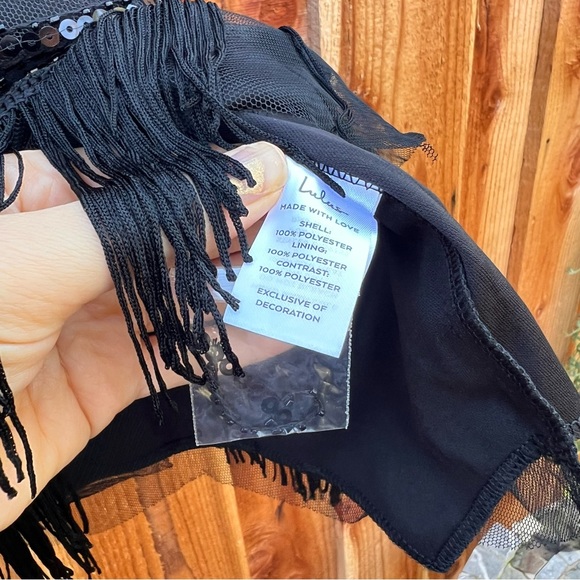 Black Sequin Fringe Flapper Mini Cocktail Dress 🌿 - Picture 9 of 10